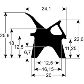 Door seal profile 2410 W 627 mm L 738 mm Qty 1  external size