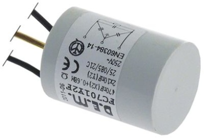 Odrušovací filtr 250V 50-60Hz přípojka kabel 200 mm plast ø 23,4mm V  -mm L 40mm