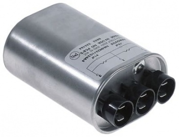 HV kondenzátor 0,91/ 0,19µF 2500V hliník přípojka Faston samec 6,3 mm V 46,5mm L 109mm