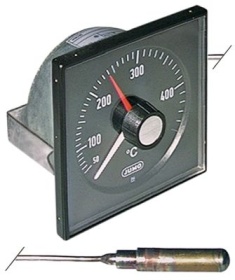 Termostat teplotní rozsah 50-450°C montážní ø 80mm L čidla 30mm ø čidla 6mm kabelová průchodka  - 1CO
