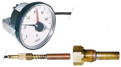 Termostat teplotní rozsah 0-120°C montážní ø 80mm L čidla 32mm ø čidla 10mm kabelová průchodka M10x1