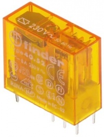 PCB relé FINDER 230VAC 2CO přípojka kolíky 95.65/95.75 velikost rastru 5mm