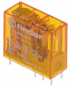 PCB relé FINDER 24VAC 1CO přípojka kolíky 95.65/95.75 velikost rastru 5mm