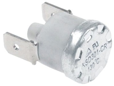 Bimetalový bezpečnostní termostat teplota vypnutí 130°C 1NC 16A rozteč otvorů  -mm