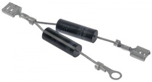 HV dioda typ RG404 přípojka F 6,3 mm / oko M4 délka kabelu  -mm pro mikrovlnné trouby