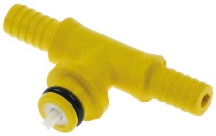 Hadicová přípojka postmix plast žlutý se zpětným ventilem SHURFLO přípojka 1/4″