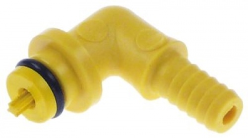 Hadicová přípojka postmix plast žlutý se zpětným ventilem SHURFLO přípojka 1/4″