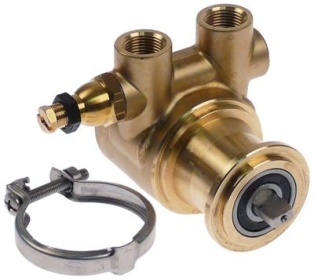 Hlava čerpadla svorková přípojka přípojka 3/8″ GAS mosaz L 82mm s obtokem ø hřídele 10,8x4,8mm PA1504