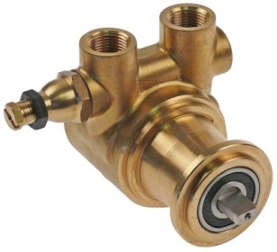 Hlava čerpadla svorková přípojka přípojka 3/8″ GAS mosaz L 82mm s obtokem ø hřídele 4,8x11mm PO204