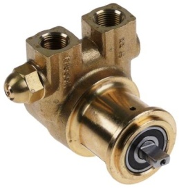 Hlava čerpadla svorková přípojka přípojka 3/8″ NPT mosaz L 82mm s obtokem ø hřídele 4,8x11mm V6105