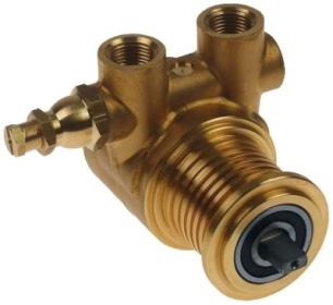 Hlava čerpadla svorková přípojka přípojka 3/8″ NPT mosaz L 82mm s obtokem ø hřídele 4,8x11mm PA1504
