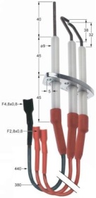 Monitorovací a zapalovací elektrody L1 40/38/32mm L2 -/15/13mm L3 -/13/9mm L4 -/28/22mm