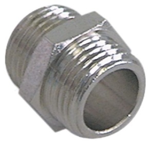 Dvojitá vsuvka závit 1/4″ - 1/2″ poniklovaná mosaz Množství 1 ks