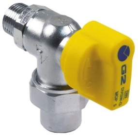 Kulový kohout zahnuté přívod 3/4" vnější závit výstup 3/4" vnitřní závit DN20 schválení DVGW