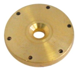 Rozvaděč vody mosaz ø 34,5mm V 5,1mm ø otvoru 2mm montážní ø 5,9mm 6 otvory
