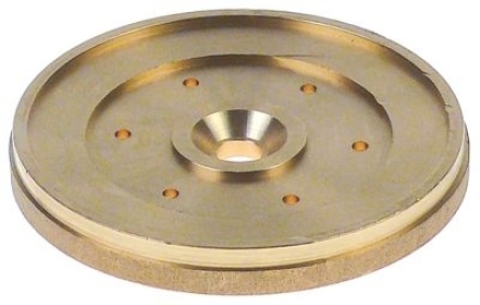 Rozvaděč vody mosaz ø 57,2mm V 7,7mm ø otvoru 2mm montážní ø 5,5mm 6 otvory