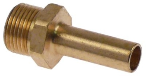 Přípojka závit 3/8″ mosaz ø hadice 10mm celková délka 43,5mm