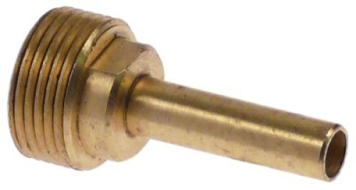 Přípojka závit 3/4″ mosaz ø hadice 10mm krátké celková délka 54mm
