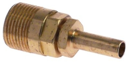 Přípojka závit 3/4″ mosaz ø hadice 10mm dlouhé celková délka 65mm
