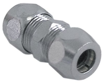 Šroubovací trubková spojka závit 3/8″ ø trubky 8mm pochromovaná mosaz
