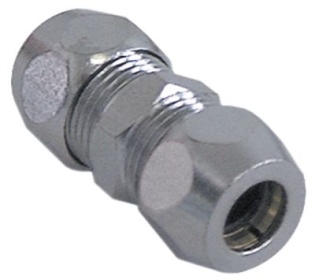 Šroubovací trubková spojka závit 3/8 ø trubky 12mm pochromovaná mosaz