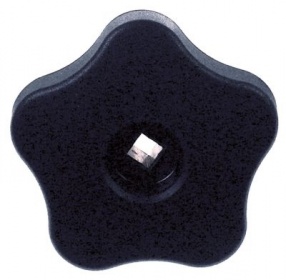 Hvězdicové kolečko plast ø 72mm černý L 24mm hřídel 7x7mm