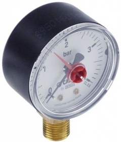Manometr přípojka dole závit 1/4″ ø 49mm označení nastavitelné rozsah tlaku 0-4bar