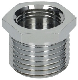 Adaptér závit 1/2″ - 3/8″ pochromovaná mosaz WS 22 s kruhovým těsněním celková délka 19mm