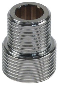 Dvojitá vsuvka závit 1/2″ - 3/4″ ø trubky  -mm pochromovaná mosaz L 32mm