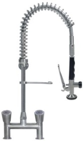 Sprcha na nádobí GEV řada INOX SHORT horní díl kohoutu s mísicí baterií se dvěma otvory