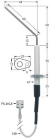 Monitorovací elektroda L1 60mm L2 44mm L3 60mm L4 12mm přípojka F6,3x0,8 délka kabelu 450mm