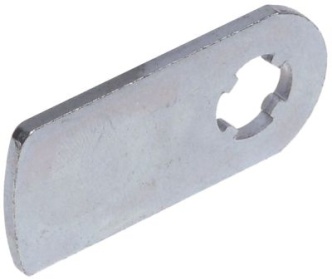 Vačka pozinkovaná ocel rozteč otvorů 37,5mm W 23mm tloušťka 2,5mm rovné montážní pozice levé/pravé
