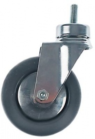 Otočné kolečko závitový kolík M10 V 140mm ø 100mm šířka kola 25mm tělo pochromovaná ocel