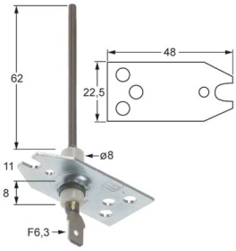 Monitorovací elektroda L1 62mm přípojka Faston samec 6,3 mm D1 ø 8mm