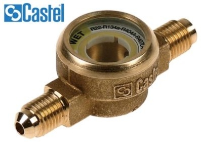 Průhledítko přípojka 7/16″ UNF (1/4″ SAE) L 71,5mm s ukazatelem typ 3910/22 CASTEL p max 45bar
