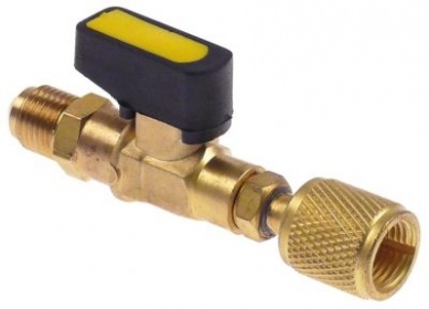 Plynový kulový kohout žlutý R12/R22/R502/R134a/R404a/R407c/R410a rovné