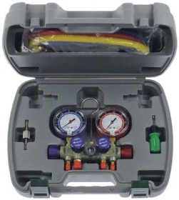Montážní pomůcka R410a/R32 3000PSI 4cestné ø 80mm 3/8″ SAE model HS-460F 3X1/4 SAE