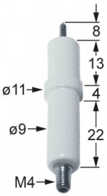 Zapalovací elektroda L1 8mm k uchycení přípojka M4 D1 ø 9mm D2 ø 11mm BL1 13mm BL2 4mm BL3 22mm