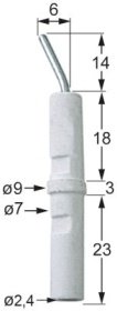 Zapalovací elektroda L1 14mm L2 6mm k uchycení přípojka ø2,4mm D1 ø 7mm D2 ø 9mm BL1 18mm BL2 3mm