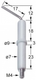 Zapalovací elektroda L1 12mm L2 17mm přípojka M4 D1 ø 7mm D2 ø 9mm BL1 18mm BL2 3mm BL3 23mm