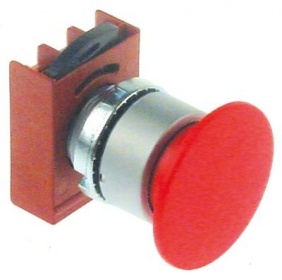 Hřibové tlačítko červený montážní rozměry ø22mm