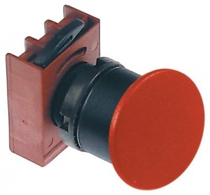 Hřibové tlačítko červený montážní rozměry ø22mm