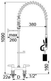 Sprcha na nádobí CLASSIC pákové madlo horní díl keramického ventilu 1/2″ přípojka 1/2″