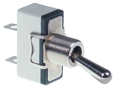 Páčkový přepínač 250V 1NO 15A závit M12x0,75 ON-OFF Faston samec 6,3 mm