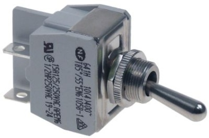 Páčkový přepínač 250V 2NO 15A závit M12x0,75 ON-OFF Faston samec 6,3 mm