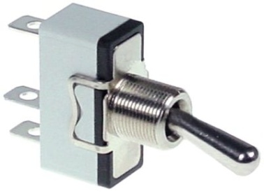 Páčkový přepínač 250V 1CO 15A závit M12x0,75 ON-ON Faston samec 6,3 mm