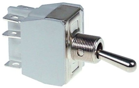 Páčkový přepínač 250V 2CO 15A závit M12x0,75 ON-ON Faston samec 6,3 mm