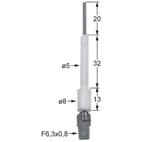 Monitorovací elektroda L1 20mm D1 ø 8mm D2 ø 5mm BL1 32mm BL2 13mm ø přípojky Faston samec 6,3 mmmm