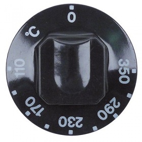 Ovladač termostat t.max. 350°C ø 55mm ø hřídele 6x4,6mm plochá hřídel dole černý