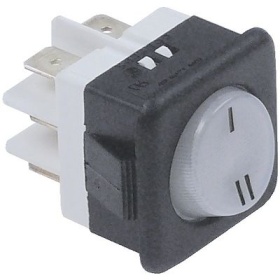 Kolébkový přepínač montážní rozměry 25,5x25mm bílý 2CO 250V přípojka Faston samec 6,3 mm I-II 16A